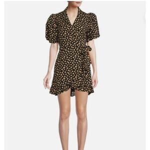 7. WeWoreWhat Wrap Mini Dress Womens XL Ditsy Daisies Cottagecore Glam Chic